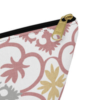 Portugal Tile Accessory Pouch w T-bottom in Pink